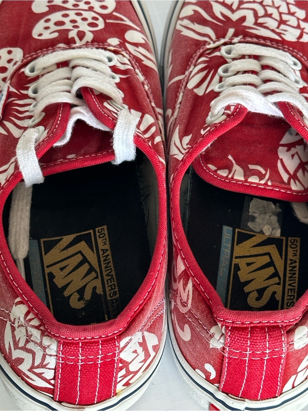 Vans Authentic Pro Hawaiian Floral Red Canvas Skate Shoes Men 6.5 Women 8 - Picture 4 of 11